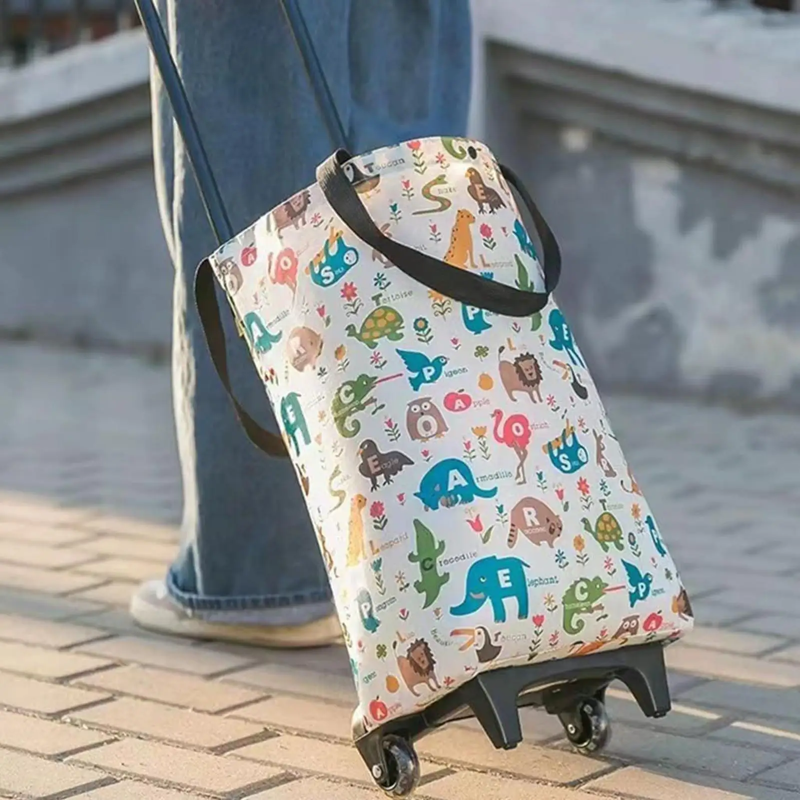 Grocery Cart On Wheels Large Waterproof Foldable Wheeled Folding Shopping Carts Rolling Tote For Camping Outdoor Fishing Beach