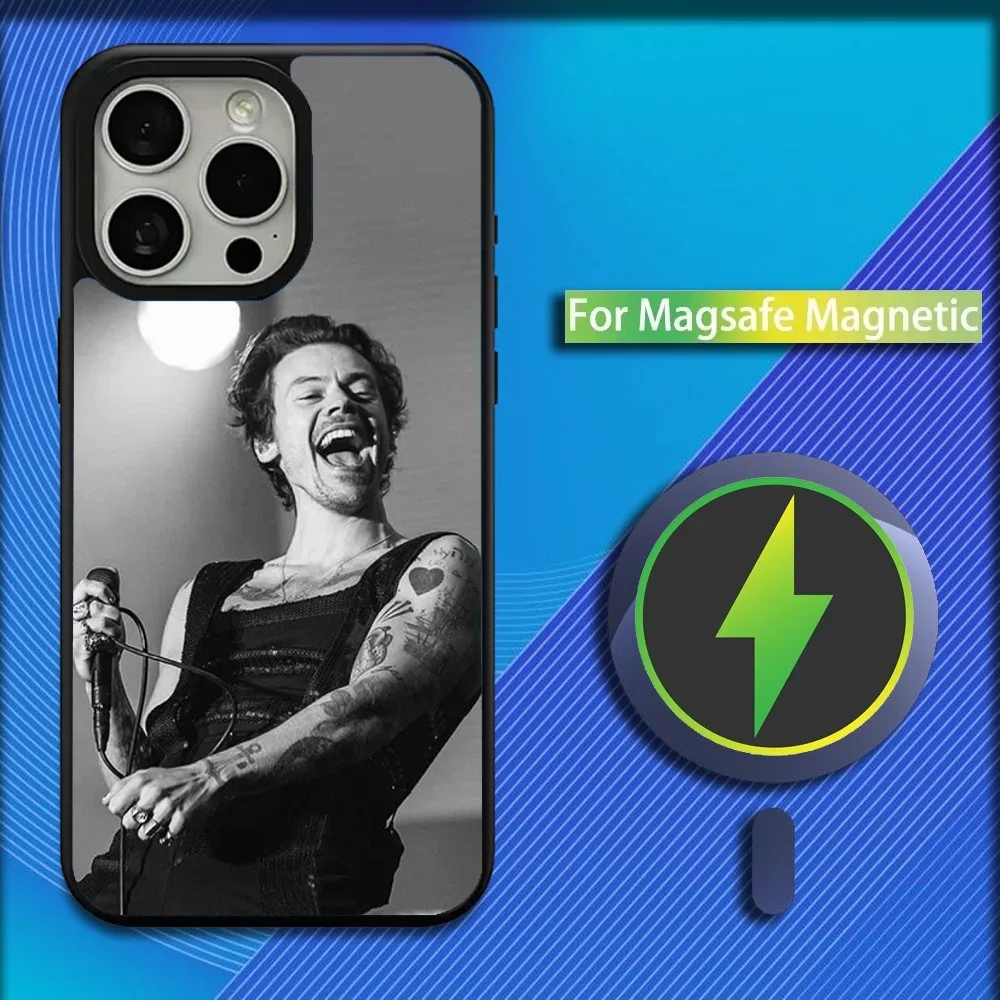 Singer H-HaRRy Styles Phone Case For iPhone 16,15,14,13,12,11,Plus,Pro,Max,Mini Magsafe Magnetic Wireless Charging