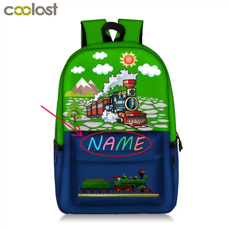 Custom Your Name Backpack Cartoon Mermaid / Princess / Animal /Locomotive Children School Bags Teenage Boys Girls Backpacks Gift