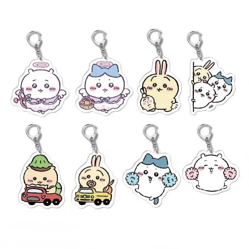 Kawaii Anime Cartoon Self-Deprecating Bear Chiikawa Hachiware Usagi Acrylic Keychain Pendant Creative Jewelry Gift