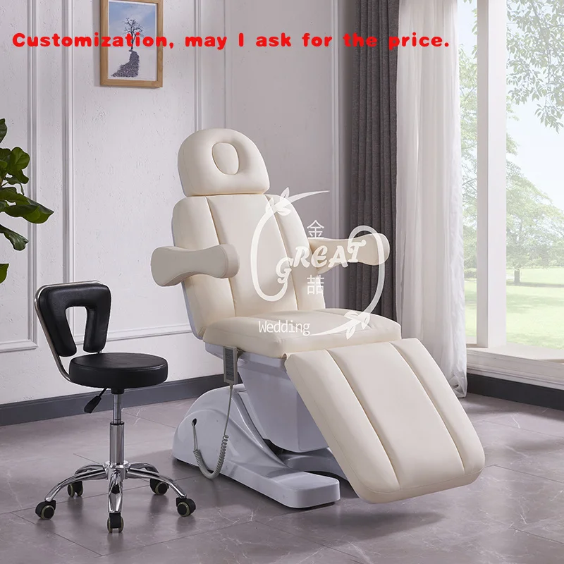 

custom.Luxury Body Therapy Spa Treatment Salon Cosmetic Eyelash 3 Motor Lash Extension Bed Beige Beauty Massage Table