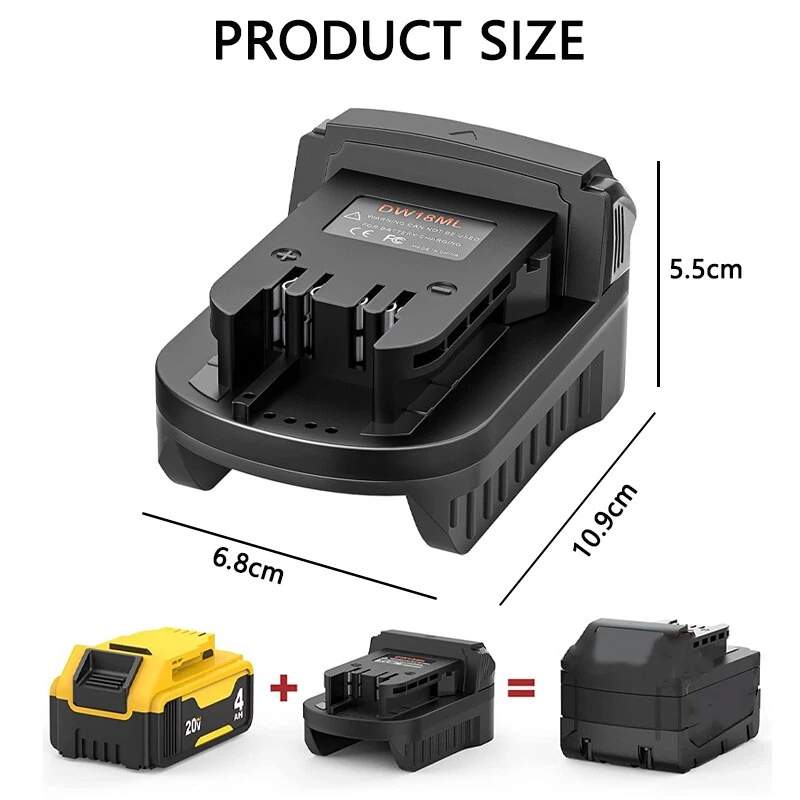 DW18ML Battery Adapter For Dewalt 18V/20V Max Li-ion Battery Adapter Convert To for Milwaukee 18V Power Tool Use