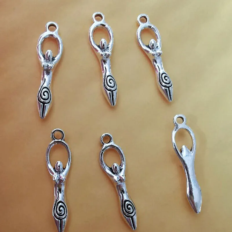 30Pcs Goddess Of Fertility Mother Earth Simbol Religious Decorashion Charms Fertilizer Vintage Sliver Alloy Jewelry Accessories