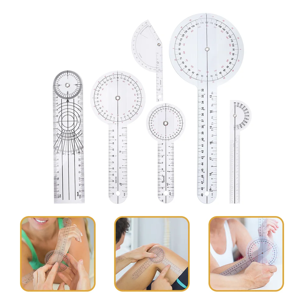 

6 Pcs Ruler Angle 360 Degree Goniometer Medical Protractor Corner Rotary Plastic Spinal Finger