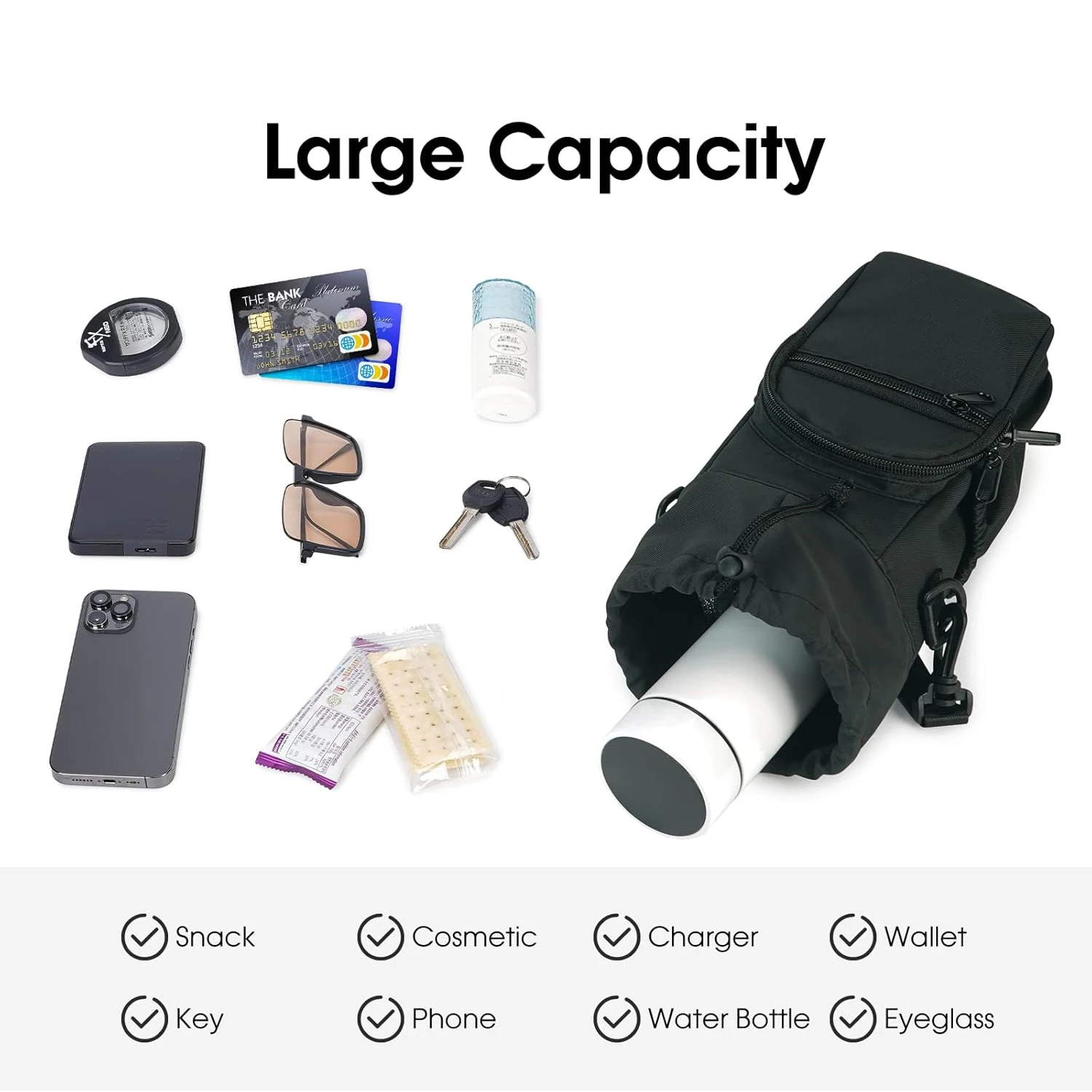 Water Bottle Holder with Strap 32oz 40oz 16 64oz Water Bottle Holder with Strap Insulated Water Bottle Carrier Sling Bag