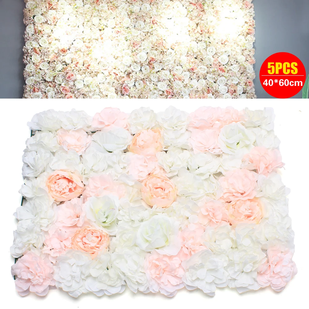5Pcs 60x40cm Artificial Flower - đánh giá và giá Flower Wall Panel
