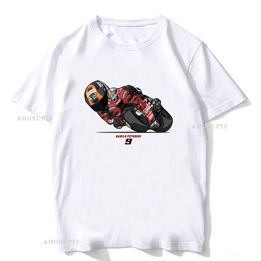 Danilo Petrucci 9 GP Rider T-Shirt New Summer Men Short Sleeve Moto Sport Boy Casual Tees Motorcycle Riding Man White Tops