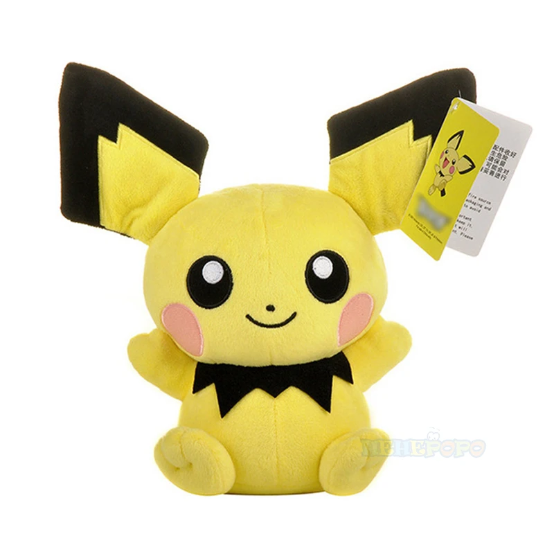 20cm Kawaii Original Pichu Pikachu Plush Doll Pokemon Peluche Stuffed Toy Elf Ornaments Gift for Kids