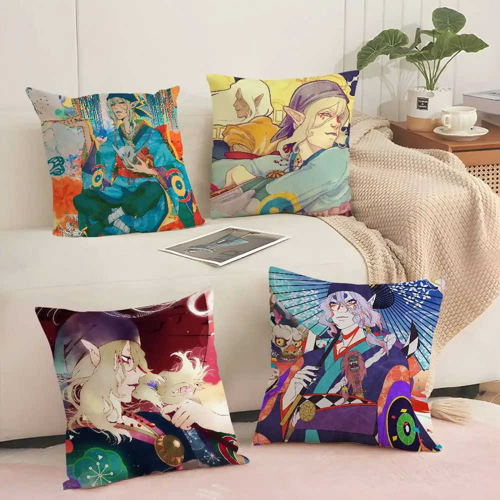 Anime M-Mononoke Pillow Case Sofa Decorative Home Double-sided Printing Short Plush Cushion Pillow Cover Holiday Gift