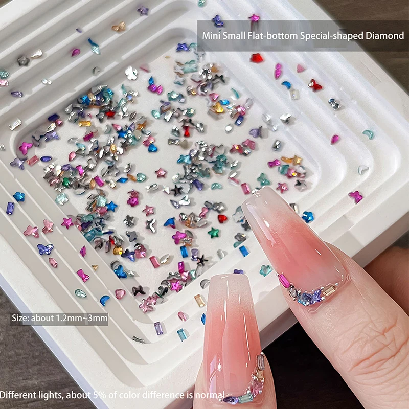 

HOT! 1440Pcs Multi-shape Mixed Resin Rhinestones Nail Charms Shiny Flat Back Diamonds Gems DIY Nail Art Decorations