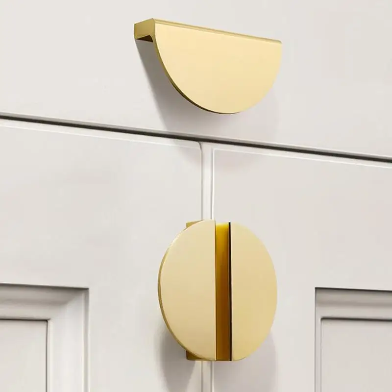 Halbkreisförmiger Schrankgriff, geteilter Schrankgriff, Schuhschrankgriff, Aluminiumlegierung, freiliegender goldener runder Möbelgriff – Detail 6