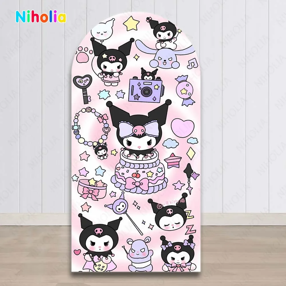 MINISO Kuromi Arch Backdrop for Girls Birthday Party Photograph Background Wedding Wall Decoration Baby Shower Photo Booth