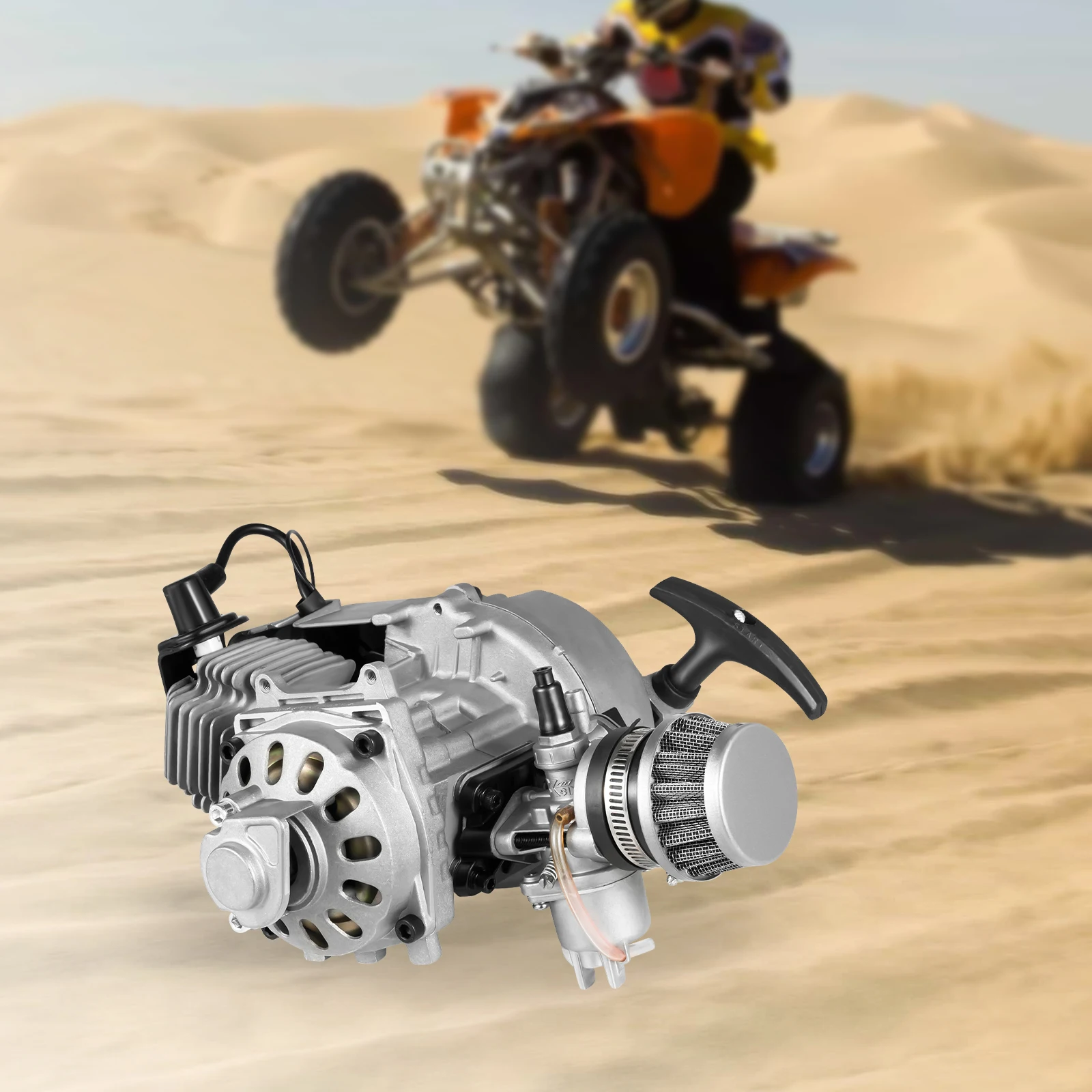 

2-тактный комплект мини-двигателя для бездорожья объемом 49 куб.см с топливным баком 0,32 галлона, мощный двигатель с воздушным охлаждением для внедорожных и пляжных мотоциклов