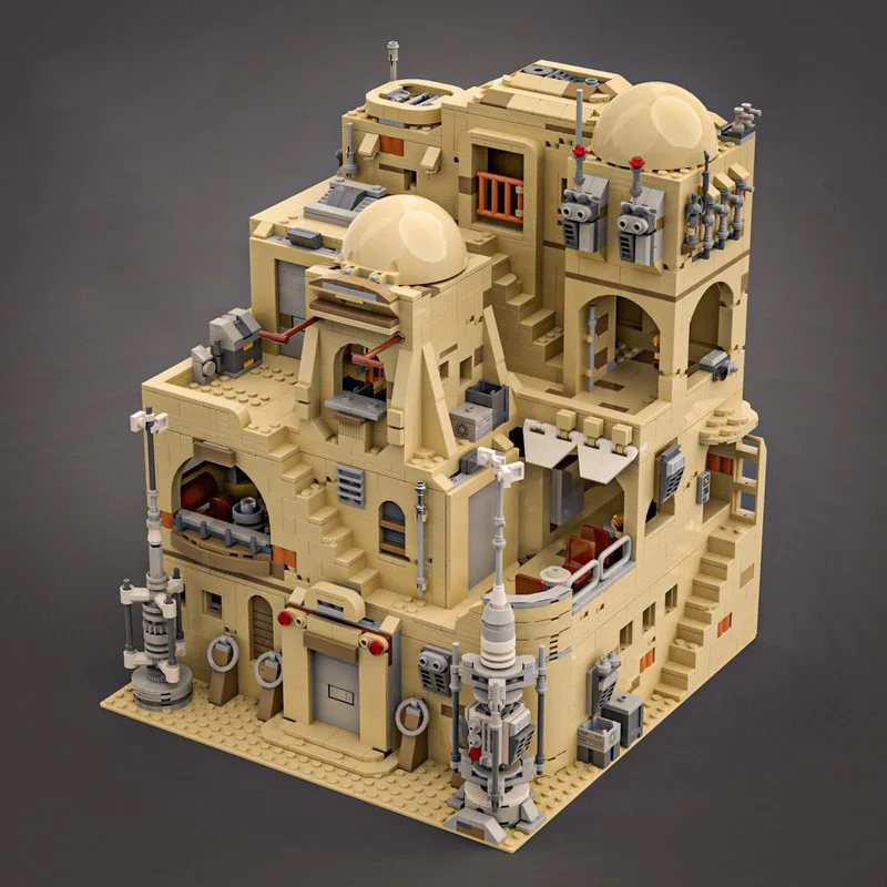 2485 Uds. Estrella película arquitectura del desierto Modular Mos Eisley Cantina bloques de construcción juguetes niños regalos de navidad Moc-75290