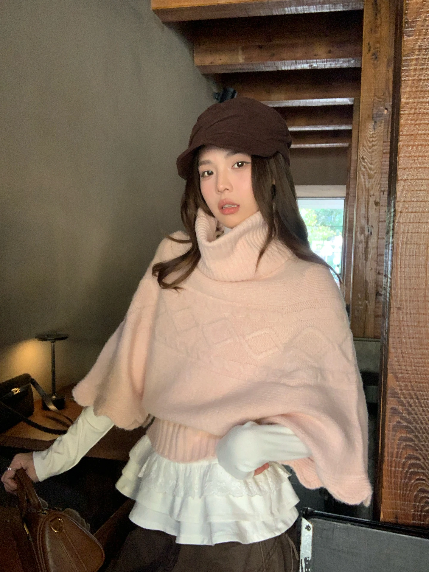 

Soft Cozy High Collar Knitted Sweater Women's Loose Fit Overhead Winter Korean Sle Small Size Cowl Ne Long Sve Top