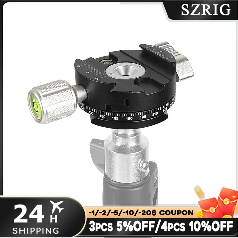 SZRIG 360 stopni rotacji panoramiczny szwajcarski głowica kulowa statywu z Acra Swiss płyta szybkiego uwalniania Adapter zaciskowy uchwyt dla DSLR