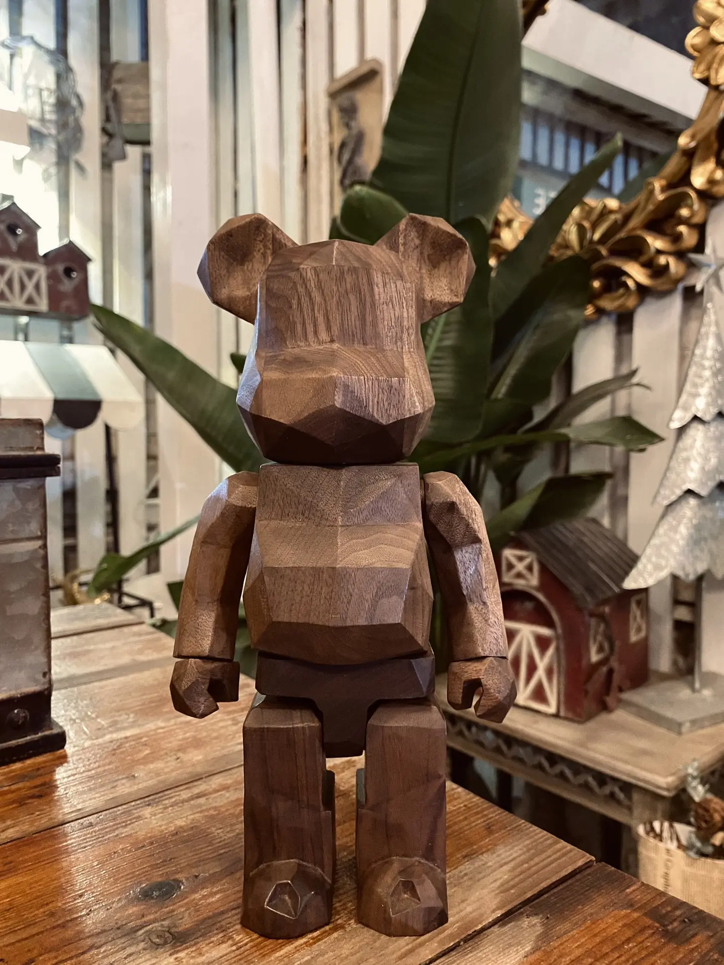 Bearbrick-彫刻されたビルディングブロックのクマ,手作りの木製コレクションの装飾品,高さ28cm,400%