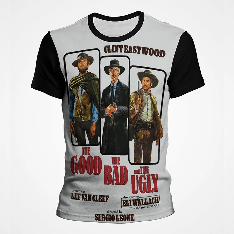 Summer Vintage Men T-shirt The Good The Bad And The Ugly Printing T Shirt Blondie Angel Eyes Tuco Cowboy Graphic Streetwear Tops