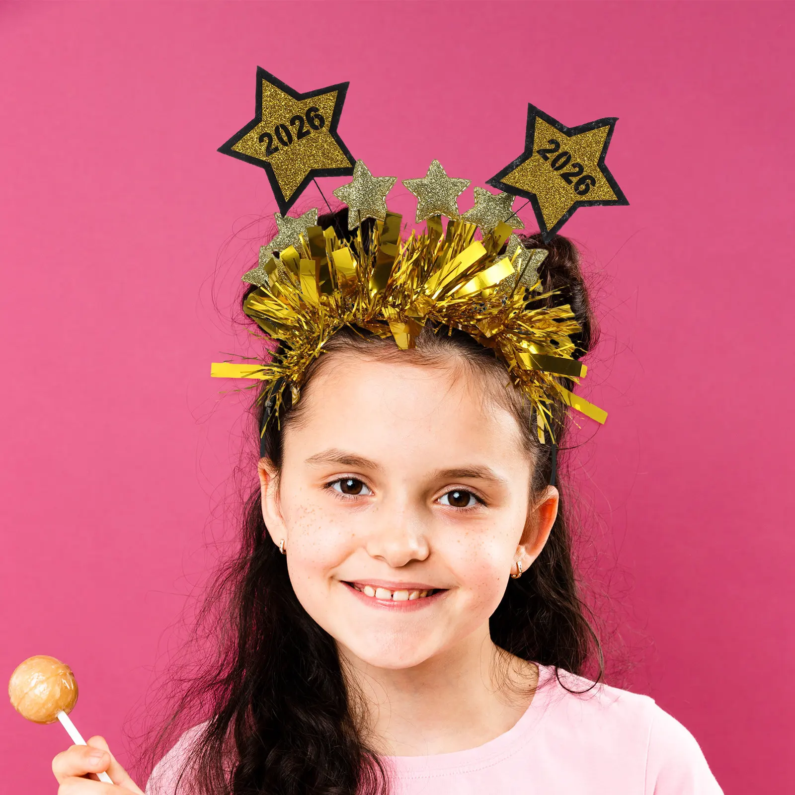 

2026 Hairband New Year Party Headpiece Star Design Glitter Tinsel Holiday Headwear Women Hair Ornaments Festive Hair Bands