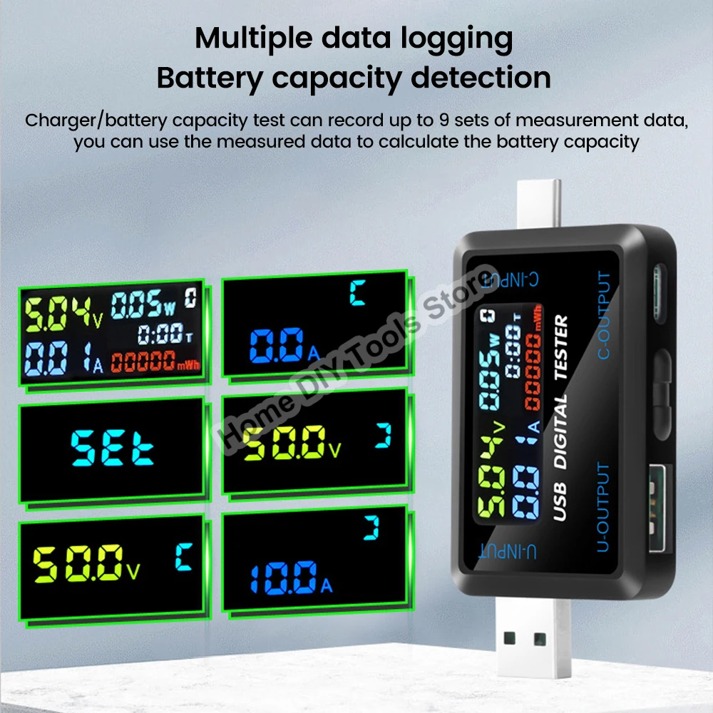 Misuratori di tensione Capacità di tensione di corrente Tester di batteria Volt USB Tensione di corrente Doctor Caricabatterie Tester Meter Power