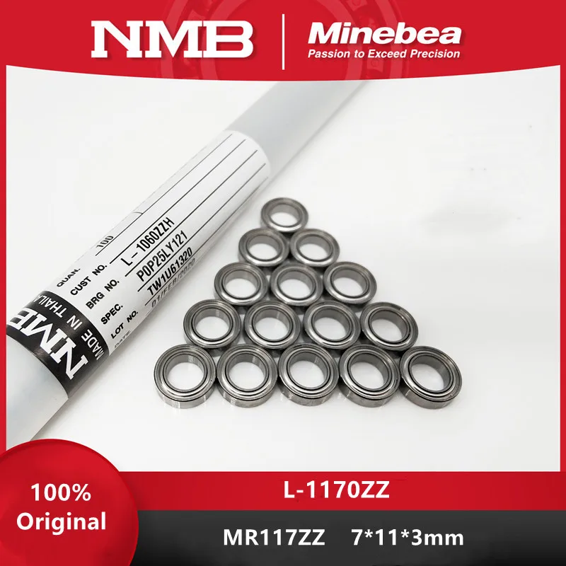 Original Minebea NMB bearing L-1170ZZ MR117ZZ 7*11*3mm high quality miniature ball bearings 1170 MR117 7x11x3 mm