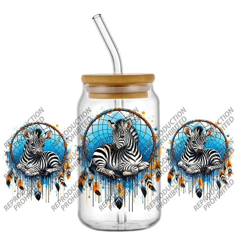 Neues Design 3D Tier-Traumfänger-Aufkleber UV DTF Becherummantelung für 16oz Libbey Gläser Leicht Abziehbarer DIY Tassen-Transferaufkleber