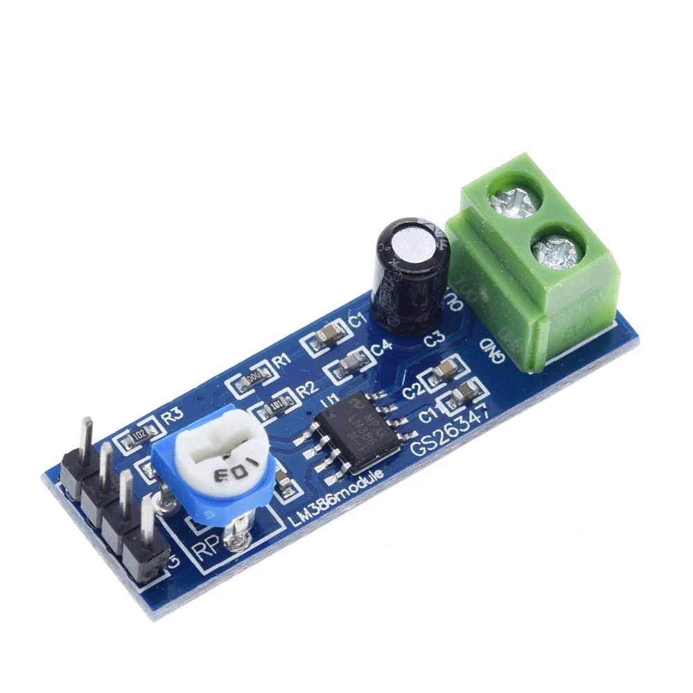 TZT 1/5PCS LM386 audio power amplifier module 200 times gain amplifier board mono power amplifier 5V-12V Input