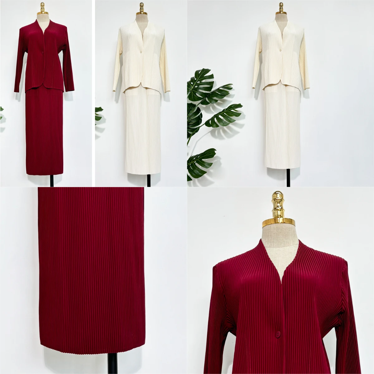 

Miyake Pleated 2025 Pleated Autumn Outfit, Simple Temperament Suit Jacket, High Waist Intellectual Half Skirt Two-piece Set