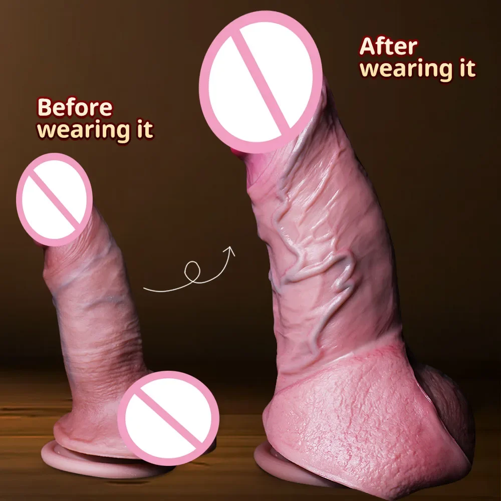 Super Realistic Penis Sleeve Reusable Silicone Extender Condom Male Enlargement Delay Penis Cocks Cover Sex Toys For Men Tools