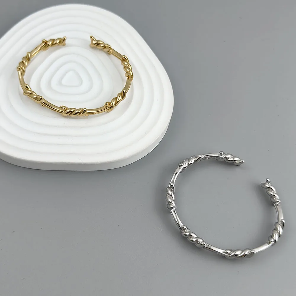 New style wire wrapped thorn stainless steel gold plated 18K bracelet, high quality waterproof silver jewelry, couple gift