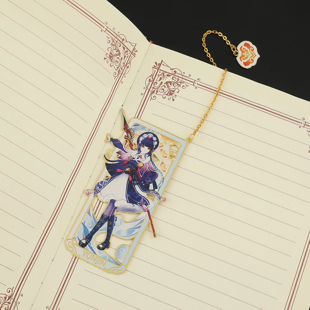 Anime Game Genshin Impact Classical Style Chain Bookmark Yun Jin Zhongli Hollow Out Collectible Bookmark Gifts for Read Lover