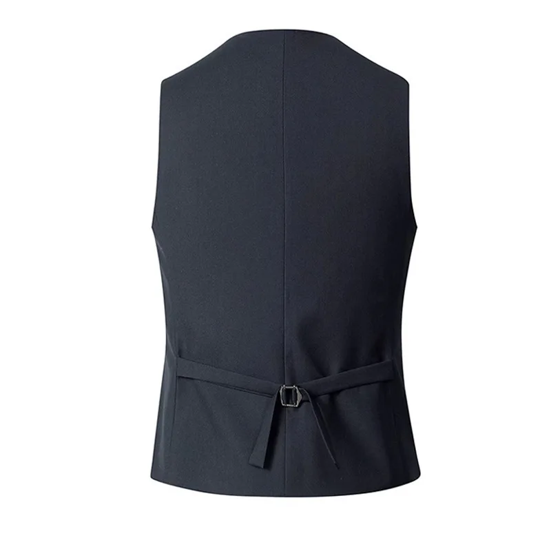 Neue modische britische Herren-Anzugweste in Uni-Farbe, ärmellose Weste, geeignet als Taillenumhang für Hochzeiten und Partys. – Detail 3