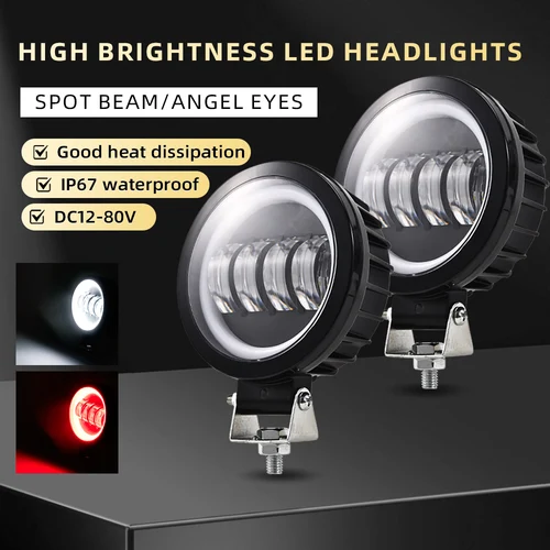 Faros delanteros de motocicleta redondos Angel Eye, luces led adicionales para motocicleta, focos, luces antiniebla auxiliares, accesorios para motocicleta