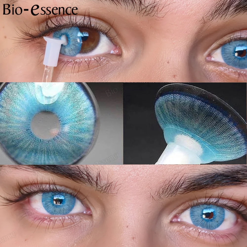 Bio-essence 1 Paar blaue Linsen, farbige Kontaktlinsen, beliebte rosa Linsen, hochwertige Linsen, kostenloser Versand für Cosplay, 2 Stück