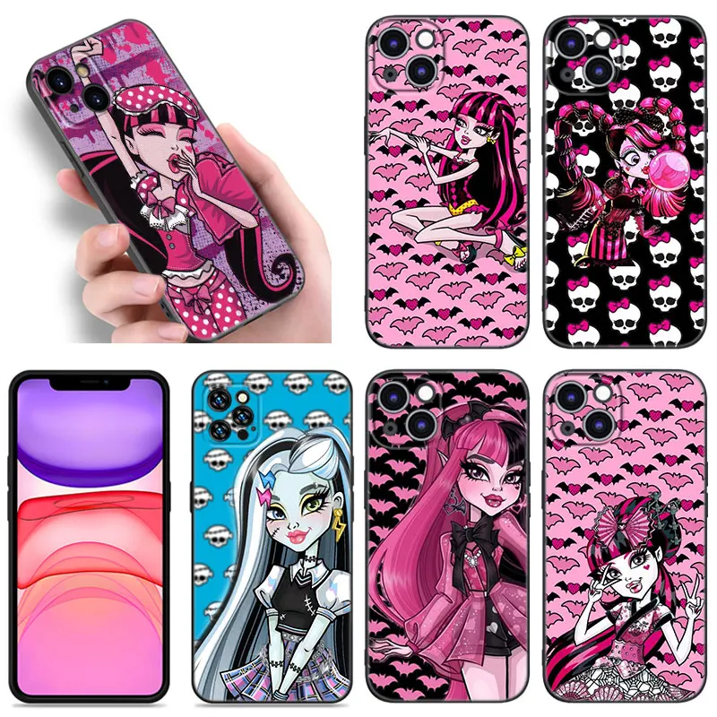 M-Monsters-H-High Anime Black Silicone Phone Case For Apple iPhone 12 13 Mini 11 14 15 16 Pro Max 7 8 Plus Shell Cover