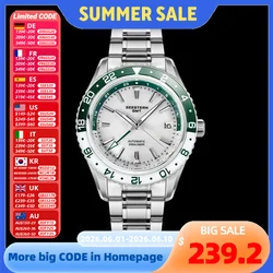 New GMT Automatic Mechanical Men Waterproof WristWatches Diving Japan NH34 Movement Sapphire Crystal Luminous Glass Bezel S456