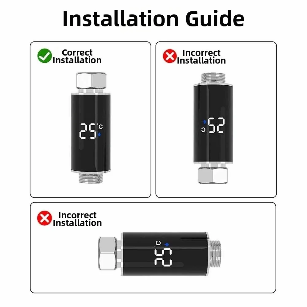 فوهة دش مقاومة للماء ميزان الحرارة درجة الحرارة الذكية قياس دقيق مقياس درجة حرارة الماء الطاقة المستدامة