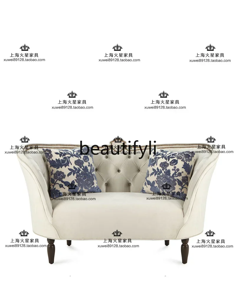 

Cy56 European simple modern velvet large single sofa, American solid wood fabric reception sofa