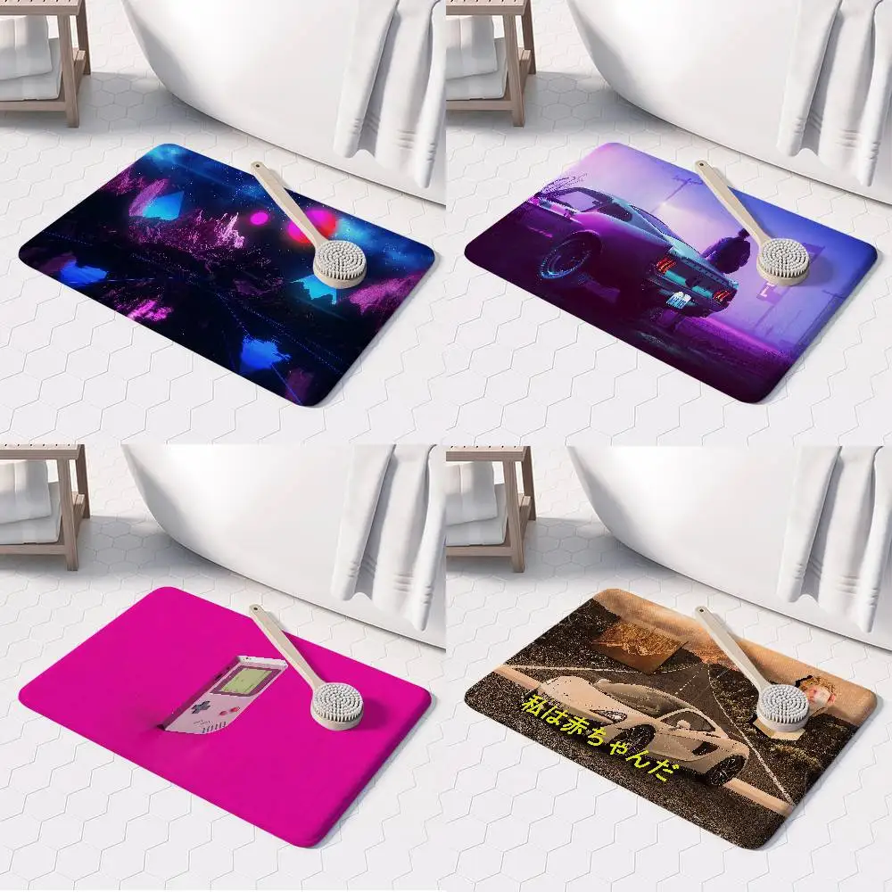 

Vapor Wave Cool Neon Floor Mat Printed Large Carpets Room And Bedroom Carpets Bathroom Anti Slip Door MATS Small Carpets