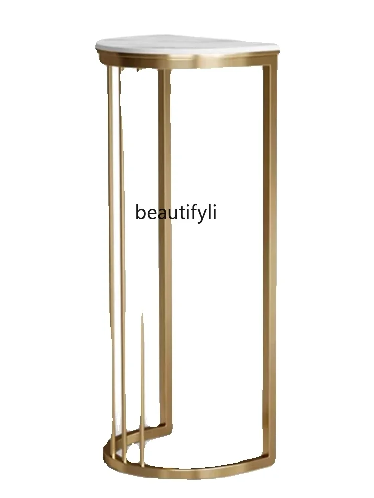 

X188Simple Modern Stainless Steel Flower Stand Storage Rack Living Room TV Cabinet Creative Floor Stone Plate Art Flower Stand