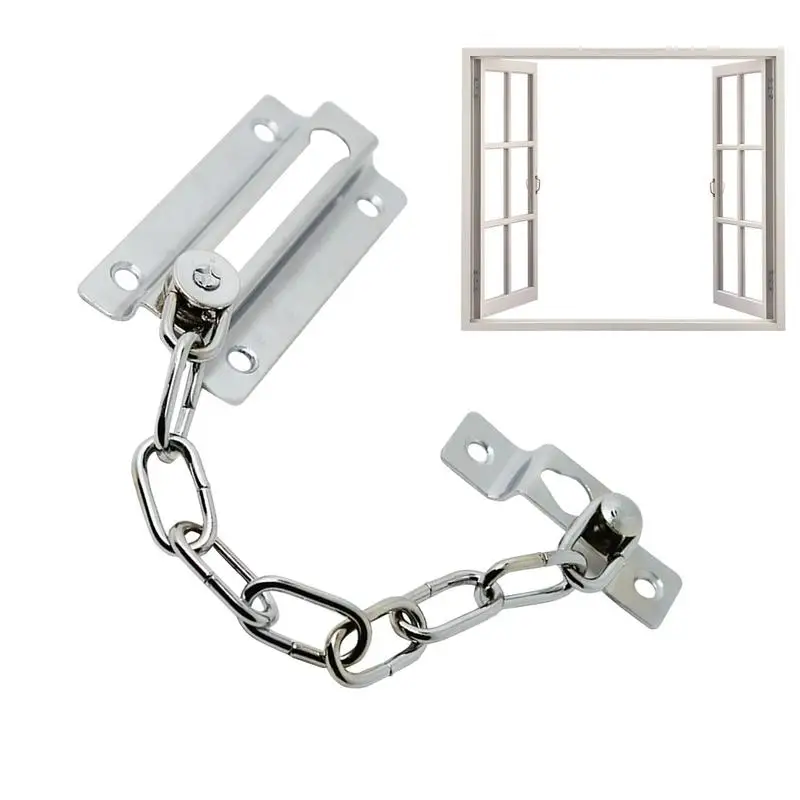 Door Chain Lock Rust-Resistant Metal Chain Locks Anti-Theft Latch Chain Lock Polished Door Latch Security Chain For Inside Door