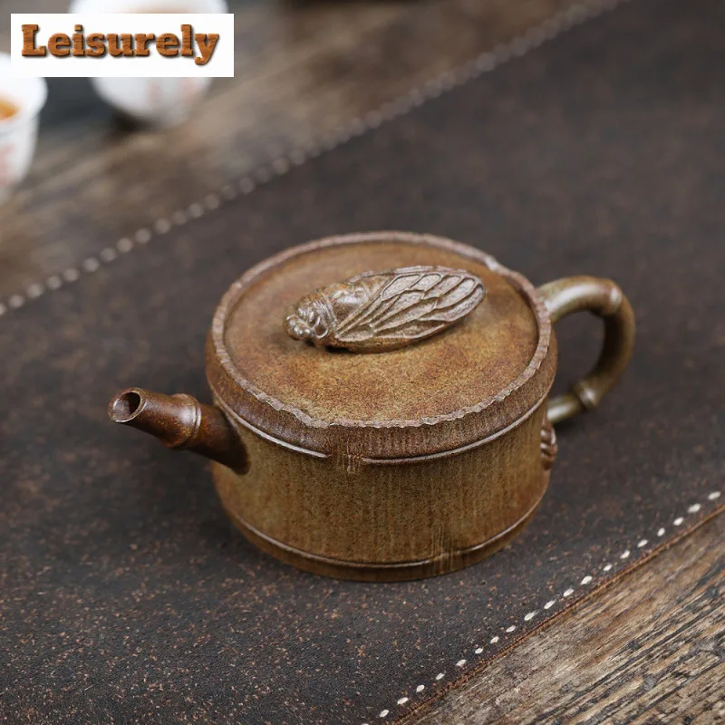 

310ml Authentic Yixing Purple Clay Teapots Handmade Cicada Pot Raw Ore Agilawood Mud Kettle With Infuser Chinese Zisha Tea Set