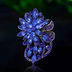 Rhinestone Flower Brooch for Women Trendy Multicoloured Crystal Glasses Pin Event Funny Luxury Gifts New Year Friends Decoration