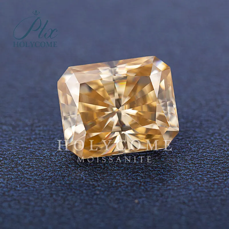 GRA Champagne Color Loose Moissanite Stone Brilliant cut Radiant Cut Gemstone VVS1 Pass Diamond Tester For Jewelry Gift Beads