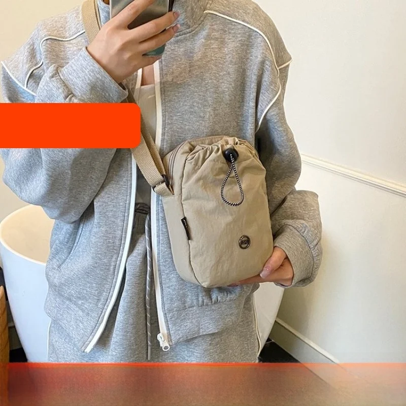 Summer New Large Capacity Drawstring Women's Shoulder Bag Casual Handbag Handheld Bag Crossbody Bag Simple Universal Style