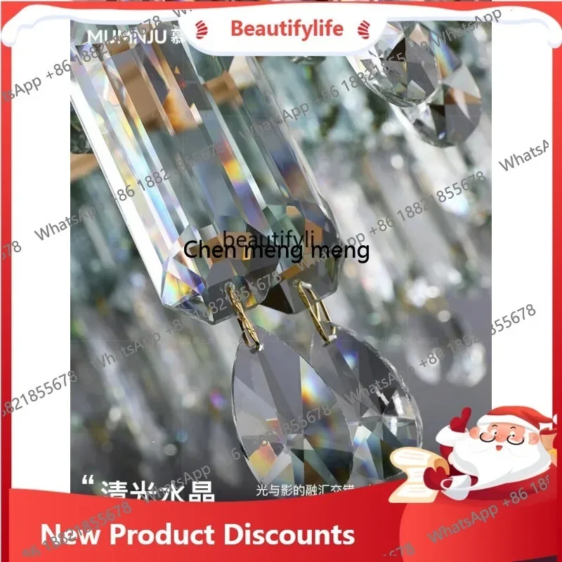 03 Modern light luxury crystal chandelier designer restaurant dining table bar table French creative main light