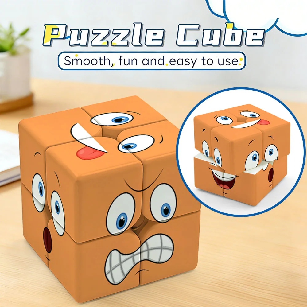 ZIINA STAR Emoji cube 2x2 naranja, cubos de velocidad 2x2, cubo de rompecabezas 3D adecuado tanto para niños como para adultos, juguetes educativos