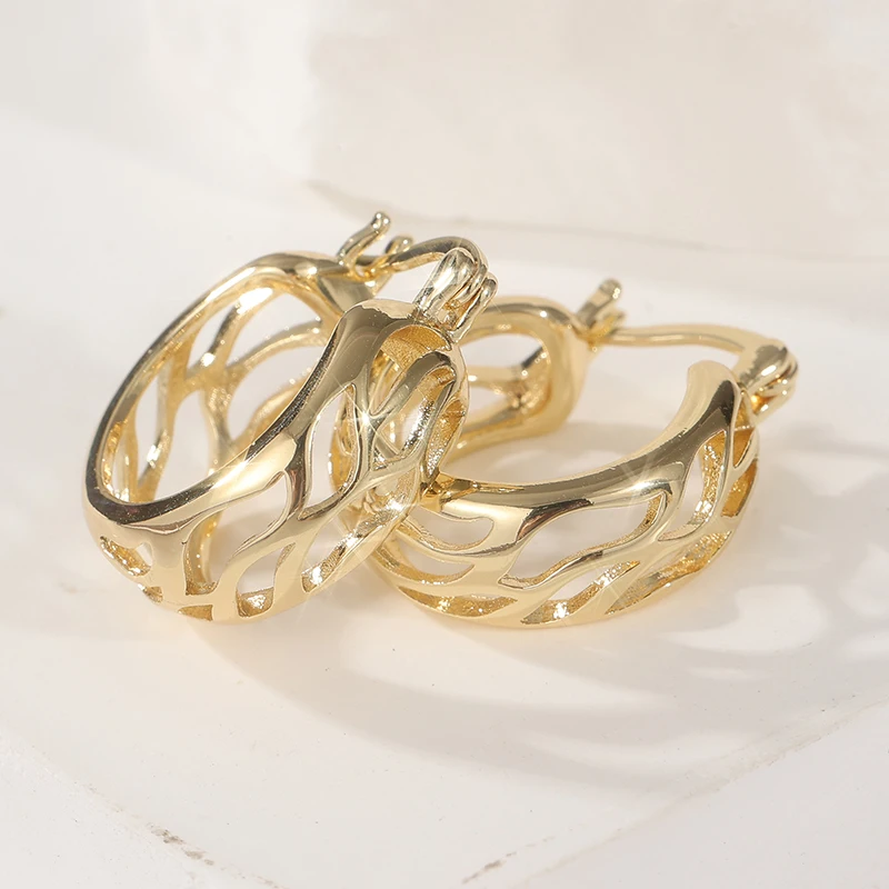 موضة موجزة الذهبي مطلي جوفاء هوب القرط للنساء رائعة الشرير نمط حفلة مأدبة مجوهرات اكسسوارات الحرف هدية #4