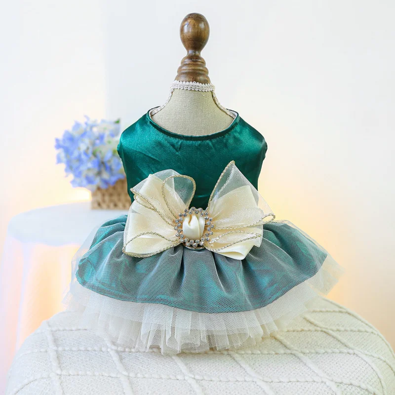 

Pet Circle Dog Cat Clothes Spring Summer New Arrival Lady Bowknot Margaret Princess Dress Fresh Green