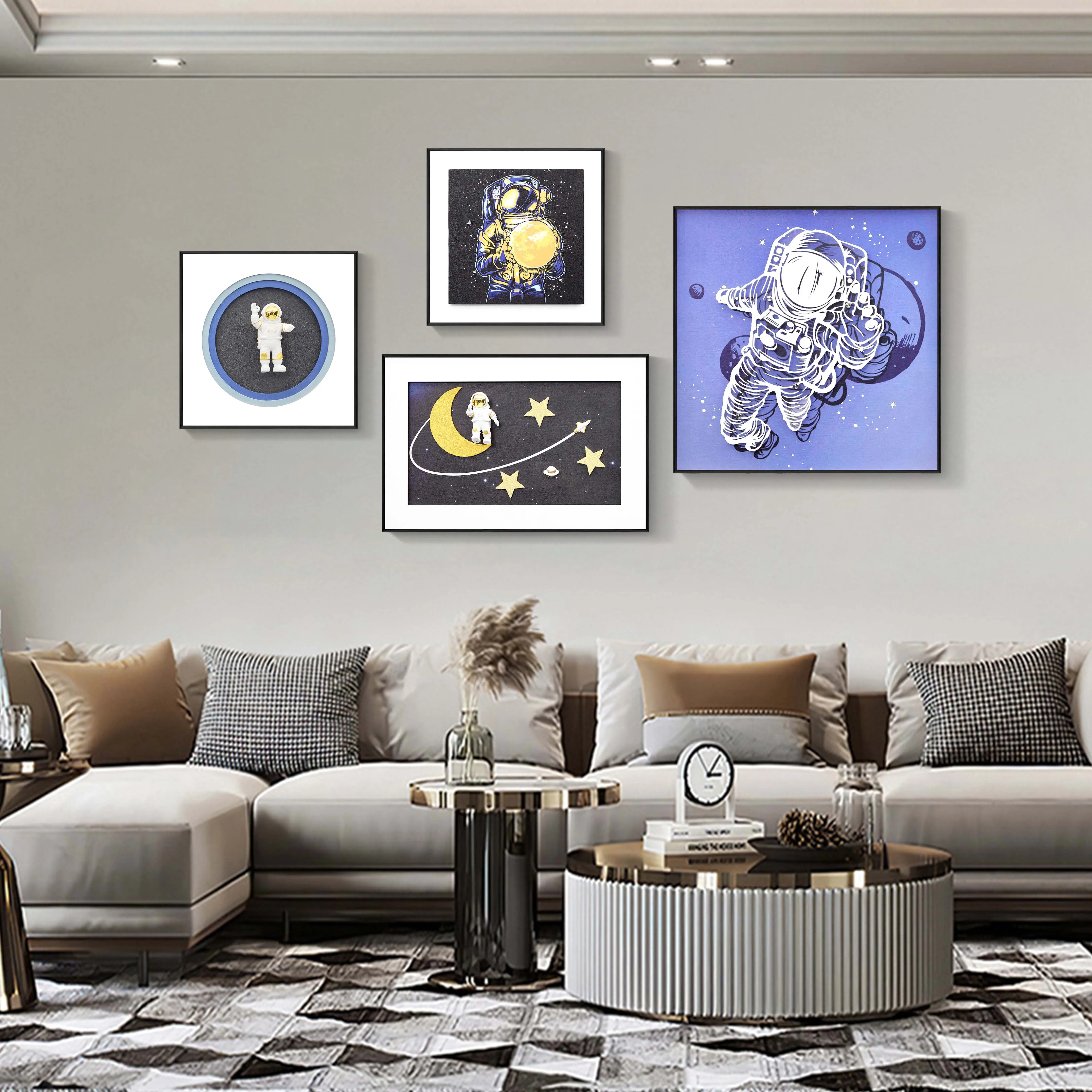 -For Spaceman Painting Wall Decor 3d Three-dimensional Hanging Paintings for Office Children's Room Hotel Decorative Painting&